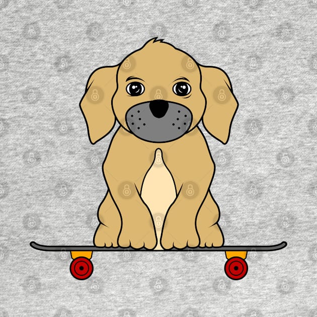 Little dog is sitting on a skateboard by Markus Schnabel